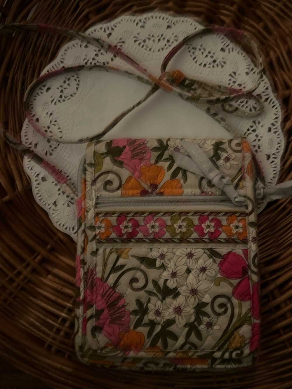 Vera Bradley Floral Quilted Crossbody in Pink, Olive & Cream Retired Pattern